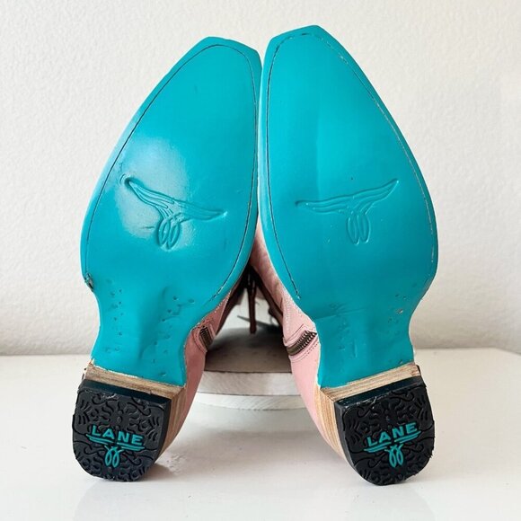 Lane LEXINGTON Over the Knee Womens Cowboy Boots 7 Pink Western Cowgirl Lace up - Picture 12 of 15